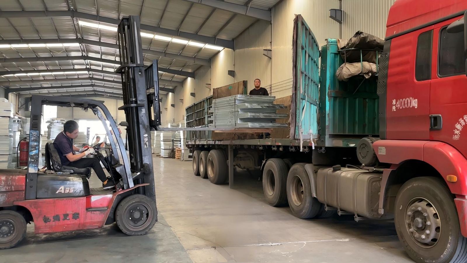 Finished steel products organized for packing and export shipment