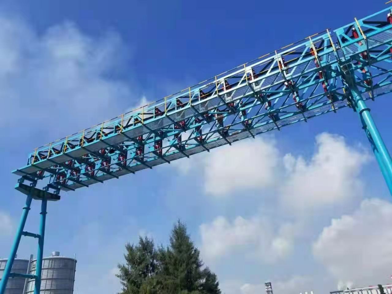 Coal yard pipeline corridor with galvanized steel grating walkways