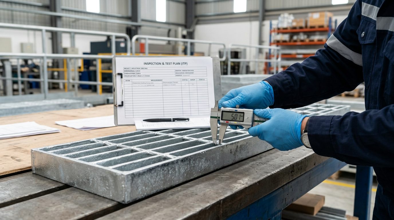 Quality control inspection of steel grating