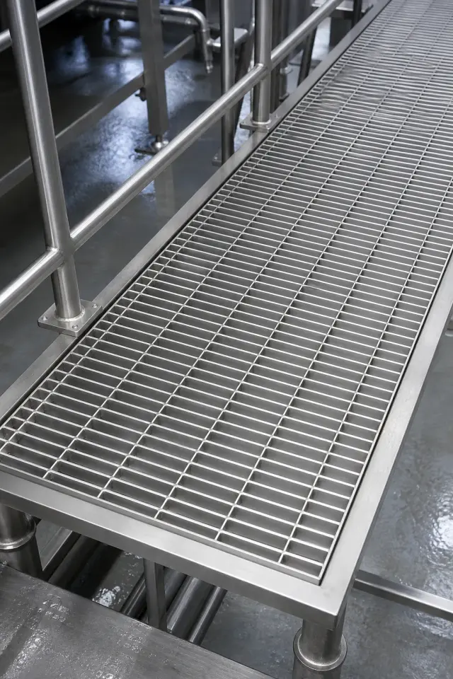 Stainless steel grating selected for an industrial environment