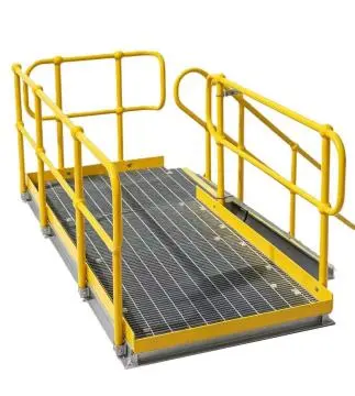 Representative raised grating platform assembly for rooftop access planning